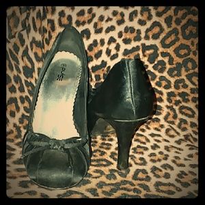 Black Satin Heels